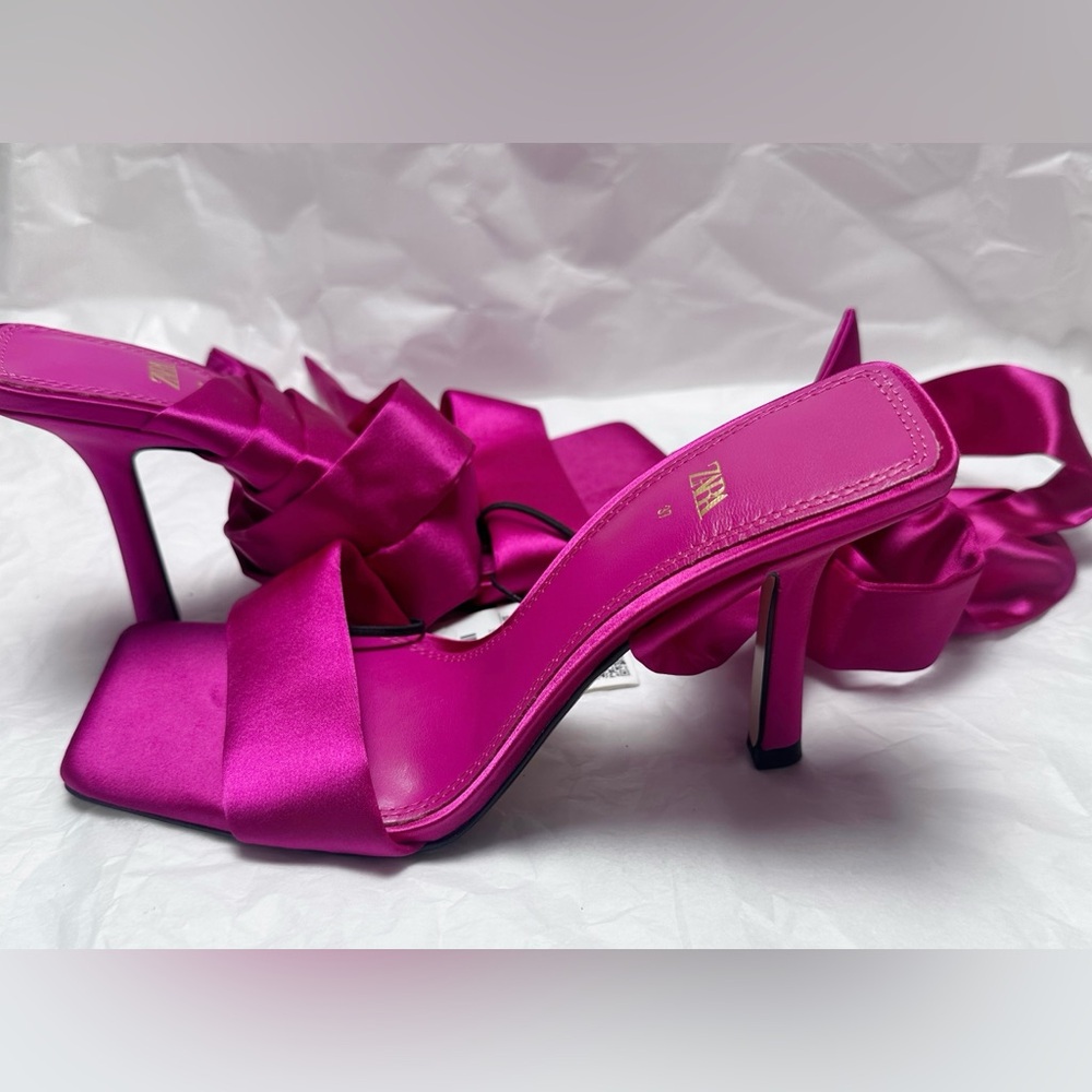Zara Pink Heels with Bow Detail